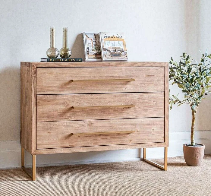 COMODA SUR - ALAMO Y HIERRO ORO VIEJO en Madera natural - Bibliotecas, Uruguay | La Iberica