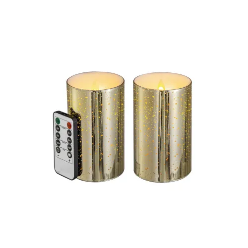 VELAS LED ALTAS 2PCS C/TIMER 7.5x7.5x15CM DORADO en Dorado - Velas y Portavelas, Uruguay | Koz