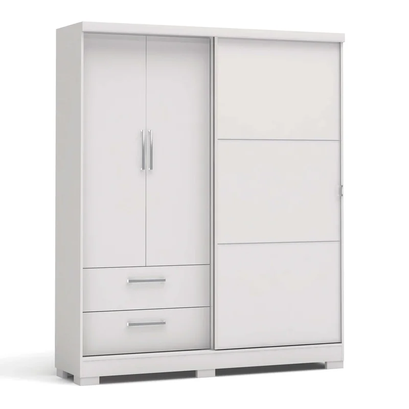 Ropero 3 Puertas y cajones 180cm Milan en Blanco - Roperos y placares, Uruguay | Balton, vista 4