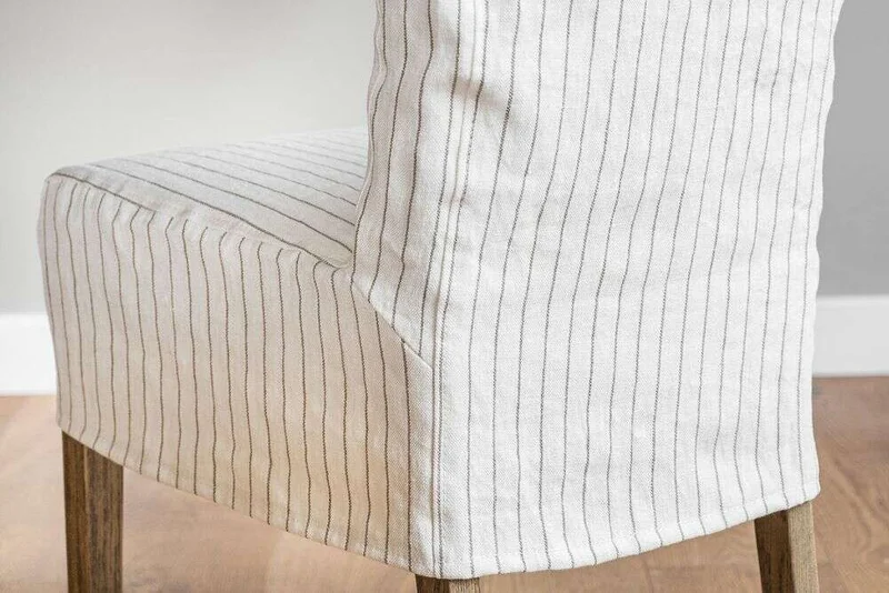 FUNDA SILLA AÑO 50 - LINO ALTO GRAMAJE RAYADO OFF WHITE en Blanco - Sillas, Uruguay | La Iberica, vista 4