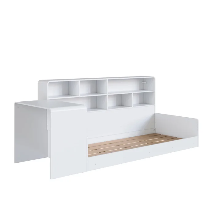 Cama Dafne – Con Escritorio y Estantería en Blanco - Dormitorio, Uruguay | RM Muebles y Deco, vista 7