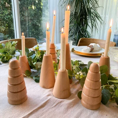 Set candelabros cono x 3 en Madera natural - Velas y Portavelas, Uruguay | Dreams On Time, vista 6