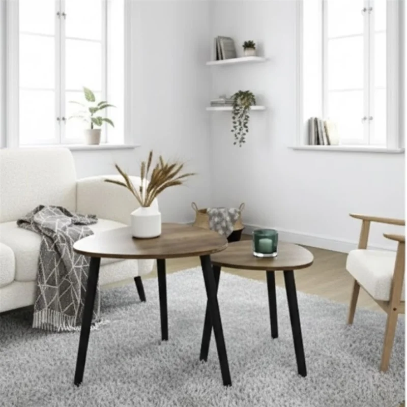SET 2 MESAS AUXILIARES 48X48X49/39X39X36CM MADERA en Multicolor - Mesas de comedor, Uruguay | Decohogar, vista 3