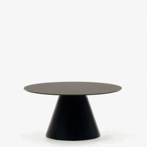 Mesa de centro Wilshire de cristal templado y metal con acabado pintado negro mate Ø 80 cm en Negro - Mesas de living, Uruguay | Kavehome