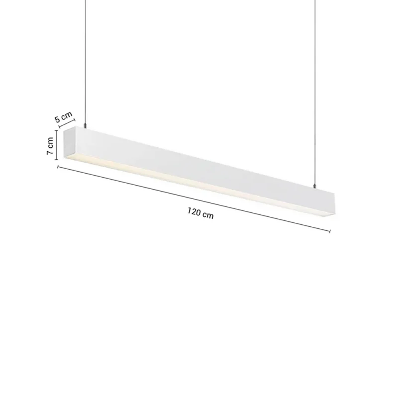 Luminaria Lineal LED 72W Blanco Luz Cálida 240cm en Blanco - Lámparas colgantes, Uruguay | Serlux, vista 5