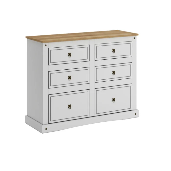 Comoda 6 Cajones Línea Monterrey - Blanco en Blanco - Cómodas, Uruguay | Ecowood
