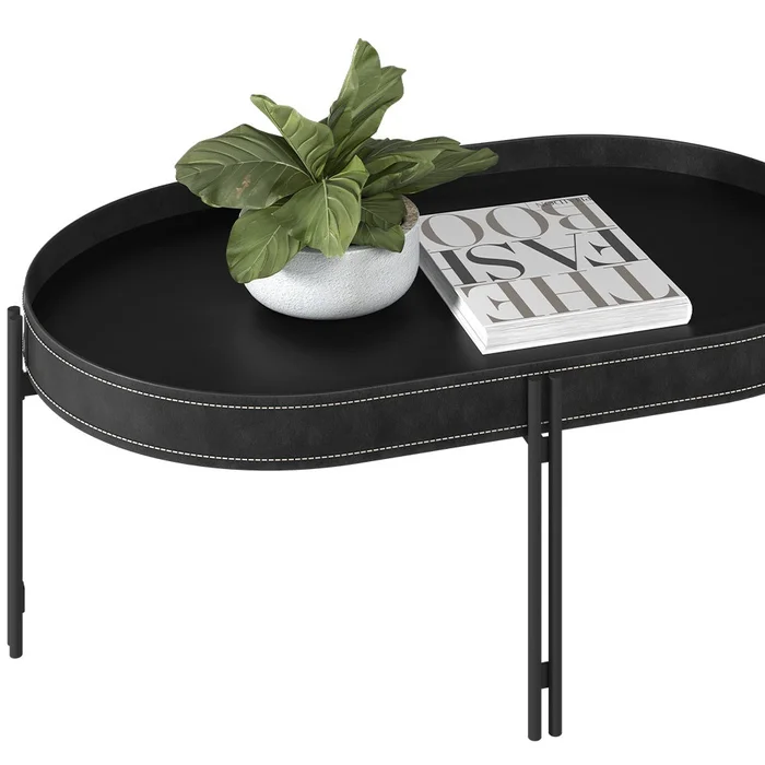 Mesa Ratona Monaco 93cm Cuero/MDF en Marrón - Mesas de living, Uruguay | Balton, vista 12