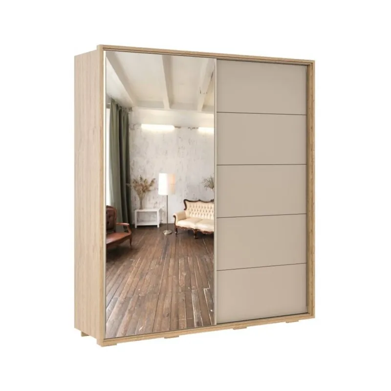 Ropero puertas corredizas con Espejo 2.1 - Beige en Madera natural - Roperos y placares, Uruguay | Rústico Hogar