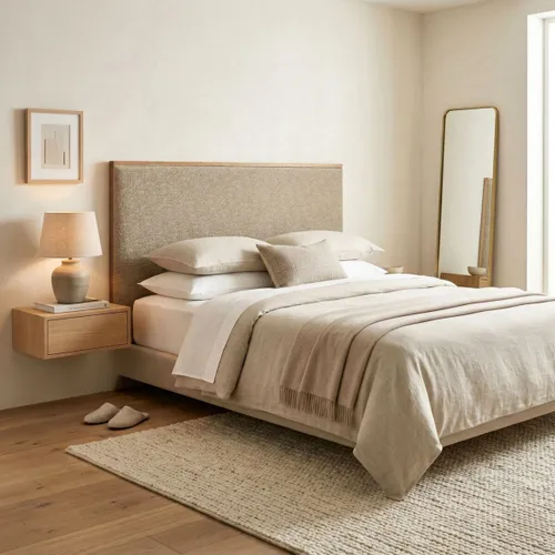 Respaldo King tapizado Bouclé Uma - Moderna - Hanover en Beige - Respaldos de cama, Uruguay | Rústico Hogar