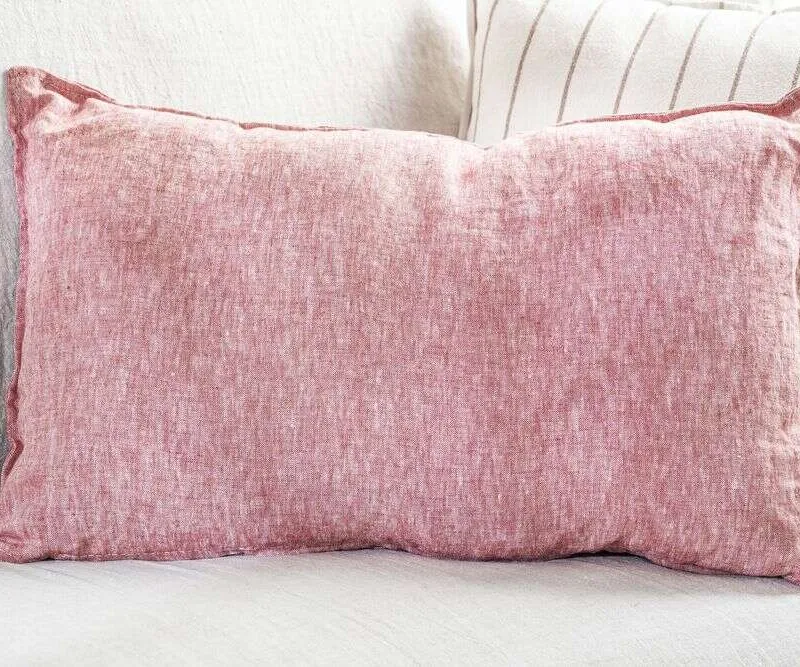 ALMOHADON PAZ - LINO DENIM CHERRY - 70 X 43 CMS - Textiles, Uruguay | La Iberica