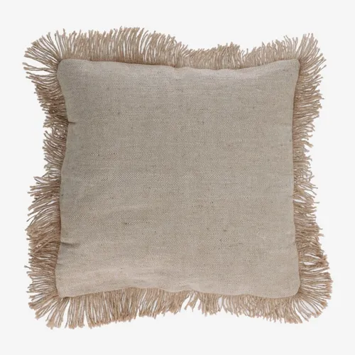 Almohadón Delcie de algodón beige con flecos de yute de 60 x 60 cm en Beige - Textiles, Uruguay | Kavehome