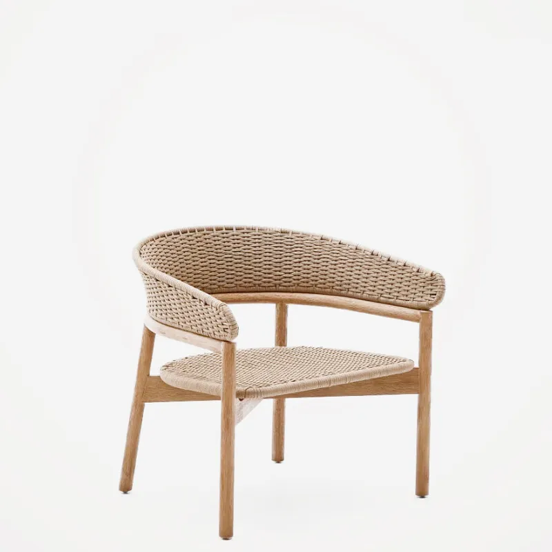 Sillón Arinella de madera maciza de acacia acabado tono natural y cuerda beige FSC 100% en Madera natural - Butacas, banquetas y puffs, Uruguay | Kavehome