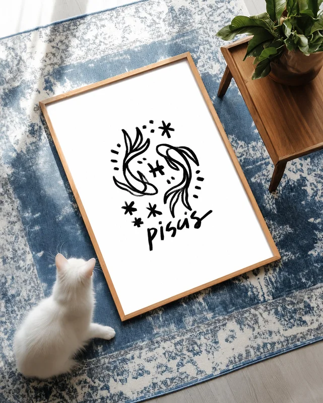 Piscis - Cuadro Signo del Zodíaco en Celeste - Láminas, Uruguay | Kiosko de Mar, vista 3