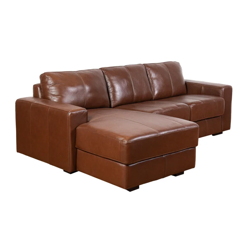 Sofa C/chaise Más De 4 Cuerpos Cuero-100-natural Marron Texas Caramelo en Marrón - Sillones y sofás, Uruguay | Divino, vista 4