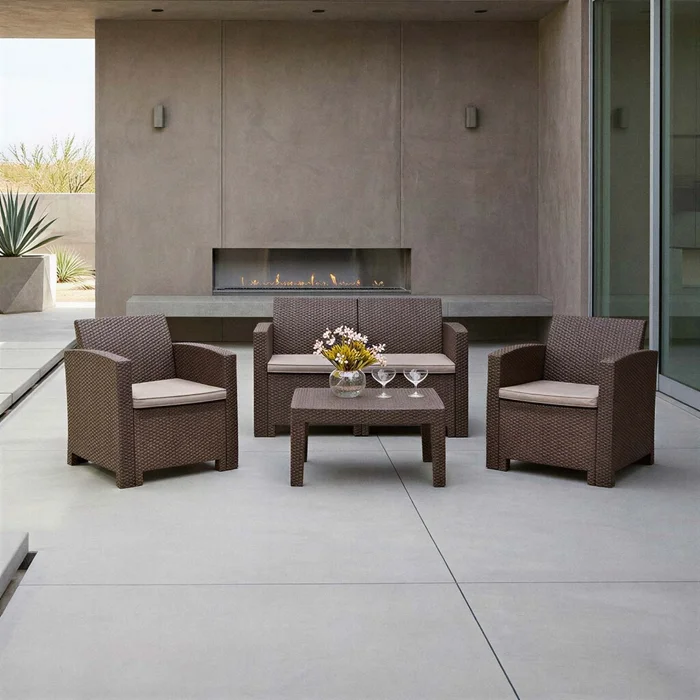 Set De Living Marrón Polipropileno Tropea en Marrón - Muebles para el exterior, Uruguay | Divino