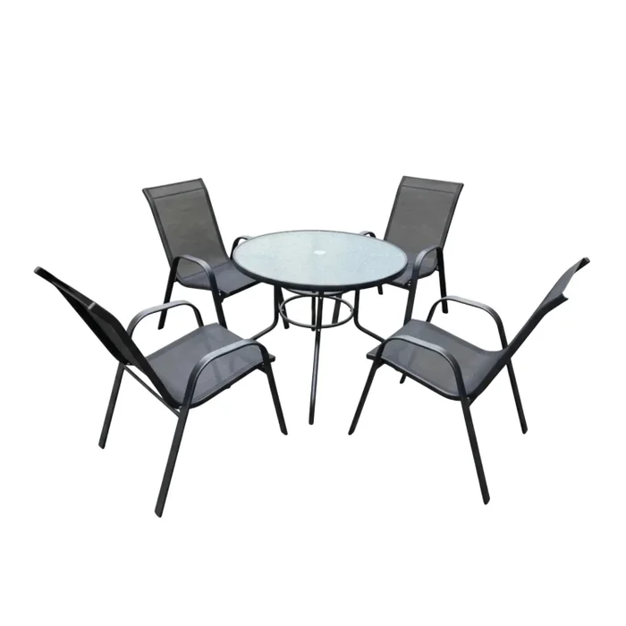 JUEGO DE JARDIN REDONDO CON 4 SILLAS en Gris - Muebles para el exterior, Uruguay | Alfa Ventas