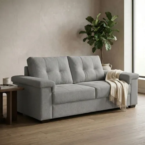 Sillón 3 Cuerpos en tela de Lino - Palazio - Gris en Gris - Sillones y sofás, Uruguay | Rústico Hogar
