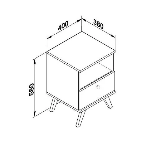 Mesa De Luz Linea Retro Living Dormitorio 1 Cajon Bl Rt3019 en Negro – Blanco – Rojo – Rosado - Mesas de luz, Uruguay | Muebles Express, vista 3