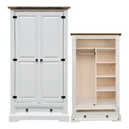 Ropero Madera 2 Puertas Blanco Linea Rustica Mex030 en Blanco - Roperos y placares, Uruguay | Albanés