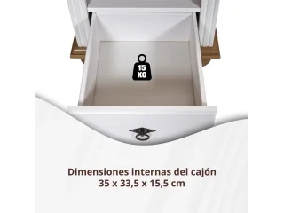 Mesa de luz con nicho 1C Madera maciza en Blanco - Mesas de luz, Uruguay | Que Sal Muebleria, vista 3