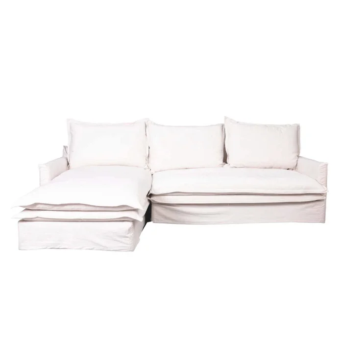 Sofa C/chaise 4 Cuerpos Tela Blanco Alaska Izquierdo en Blanco - Sillones y sofás, Uruguay | Divino, vista 2