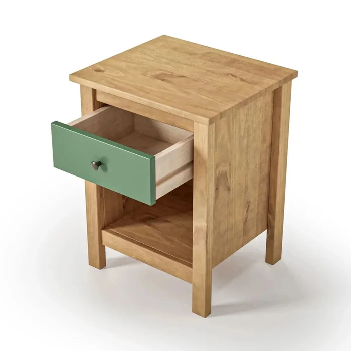 Mesa de Luz 1 Cajón 1 Nicho - Línea Maden - Verde en Madera natural - Mesas de luz, Uruguay | Ecowood, vista 4