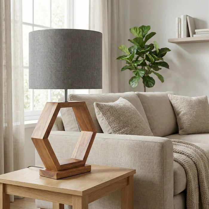 Lámpara de Mesa Hexa Wood en Multicolor - Lámparas de mesa, Uruguay | La Perla, vista 4