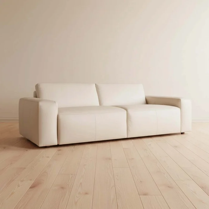 Sofa 3 Cuerpos Cuero-y-madera Natural-beige Loft Arena en Beige - Sillones y sofás, Uruguay | Divino