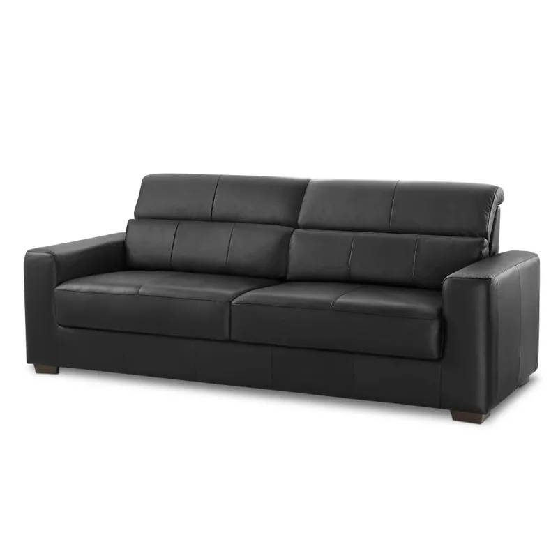 Sillón 100% Cuero - 3 Cuerpos - Berkley - Negro en Negro - Sillones y sofás, Uruguay | Ecowood