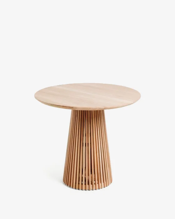Mesa redonda Jeanette de madera maciza de - teca Ø 90 cm en Madera natural - Mesas de comedor, Uruguay | Kavehome