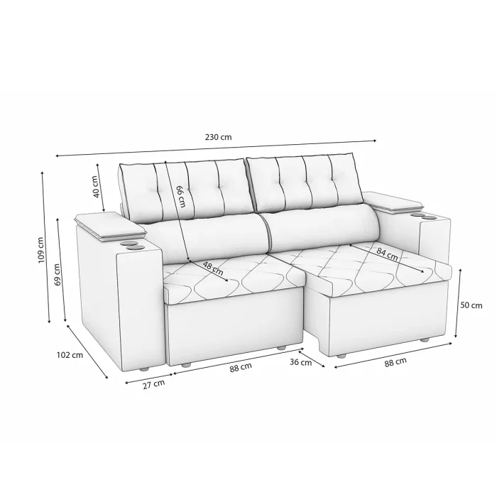 Sillón Sofá 2 cuerpos Retráctil 230cm - Otto en Elige una opciónGris - Sillones y sofás, Uruguay | Delta Center, vista 2