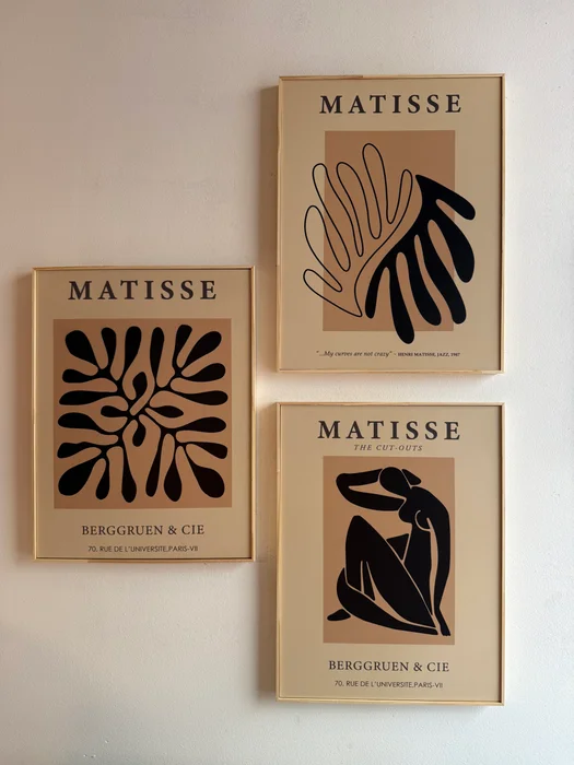 Kit 3 Cuadros - Matisse Beige/Negro - 30 × 40 en Negro – Material Marco: Pino – Moldura Caja - Decoración de pared, Uruguay | Berna home, vista 2