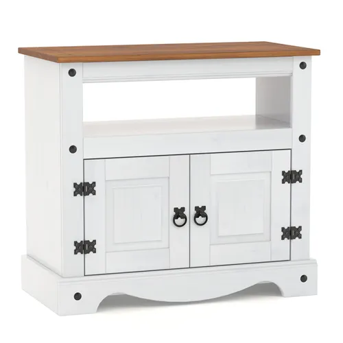 Mesa de tv Linea Naturale - Blanco/Roble en Multicolor - Muebles para TV, Uruguay | La Cueva Muebles