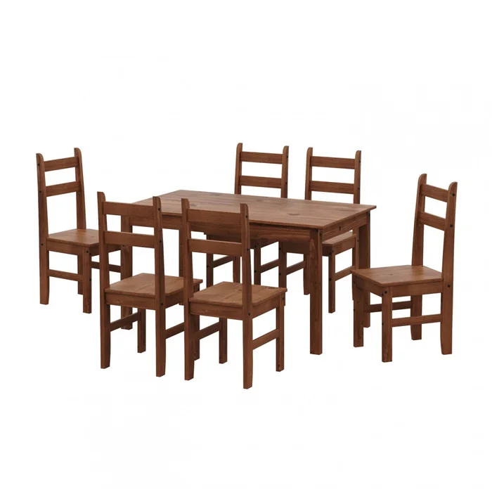 Juego De Comedor Lucia Plus 6 Sillas - Madera - Oscuro en Marrón - Mesas de comedor, Uruguay | Rústico Hogar, vista 2