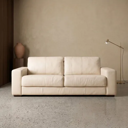 Sillón 3 cuerpos Como - 100% Cuero - Arena en Beige - Sillones y sofás, Uruguay | Rústico Hogar