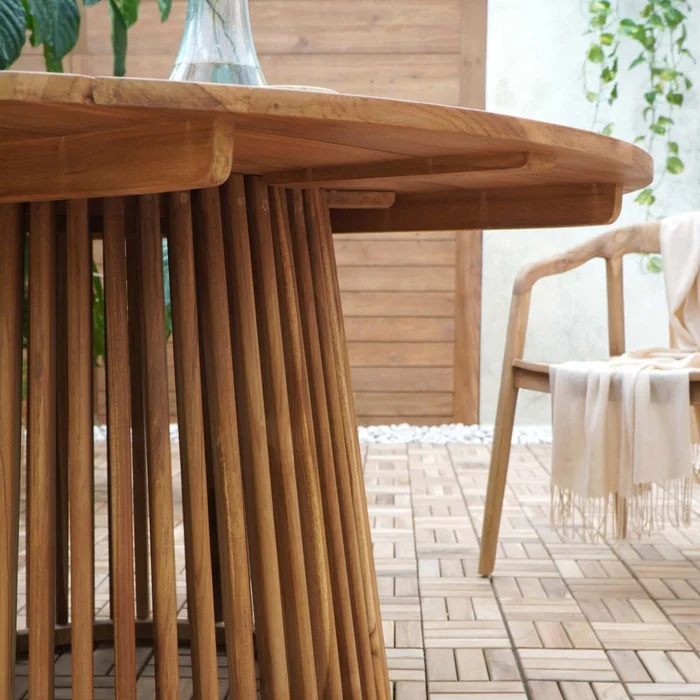 Mesa Circular Teca Natural-beige Havana en Madera natural - Muebles para el exterior, Uruguay | Divino, vista 3