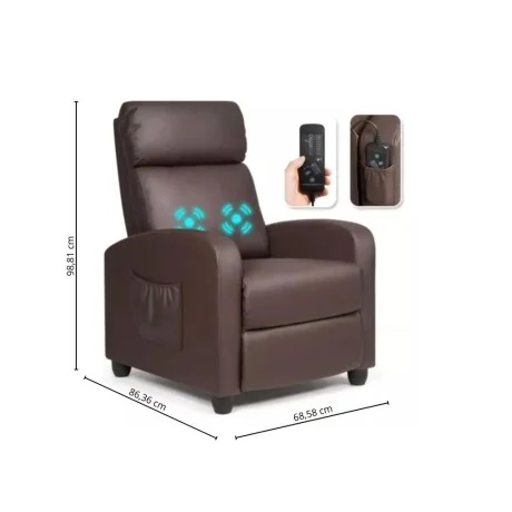 Sillon reclinable 1 cuerpo con masajeador y calefaccion - Marrón en Marrón - Sillones y sofás, Uruguay | La Cueva Muebles, vista 14
