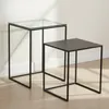 Masa Auxiliar De Living Metal-vidrio-y-madera Gris Silver Plata en Negro - Mesas de living, Uruguay | Divino, vista 1 de 5