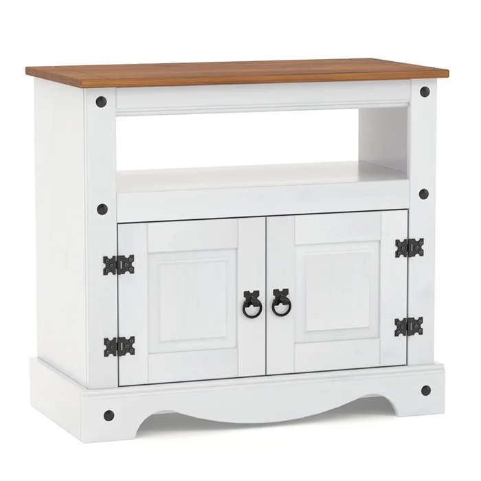 Mesa de tv Linea Naturale - Blanco/Roble en Multicolor - Muebles para TV, Uruguay | La Cueva Muebles