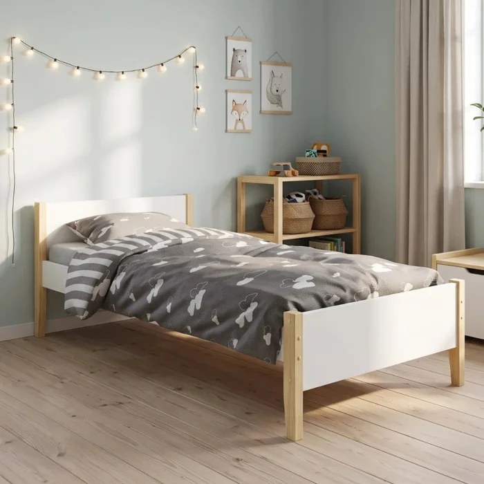 Cama 1 Plaza - Simba - Blanco/Natural en Blanco - Dormitorio, Uruguay | Ecowood