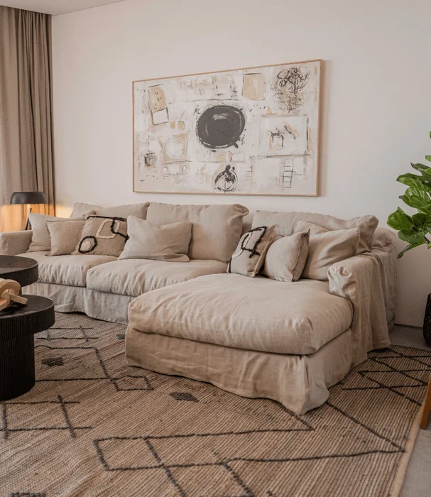 RINCONERA BISCARROSSE 303X100X160 LINO BEIGE CHAISE LONGUE DERECHO en Beige - Sillones y sofás, Uruguay | Más Infinito Casa, vista 4