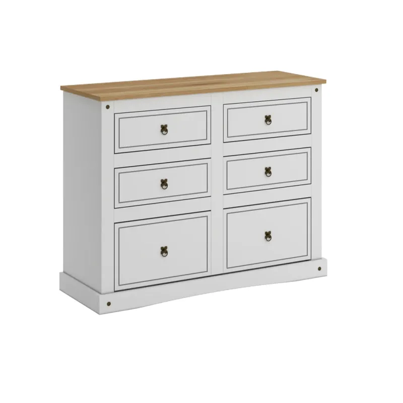 Comoda 6 Cajones Línea Monterrey - Blanco en Blanco - Cómodas, Uruguay | Ecowood