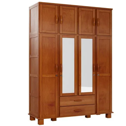 Ropero CASUAL – 4 Puertas, 2 Cajones y Espejo en Madera natural - Roperos y placares, Uruguay | Igoa
