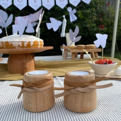 Candelabros peque x 2 (doble cuero) en Madera natural - Velas y Portavelas, Uruguay | Dreams On Time, vista 3