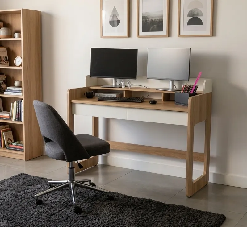 Escritorio estilo retro | Linea Flexus  _ 28000 en Madera natural - Escritorios, Uruguay | World Vigo