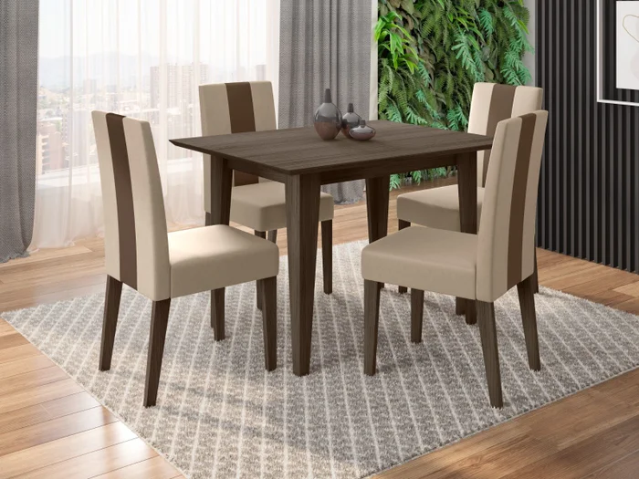 Juego de comedor Kate- 4 sillas - sin vidrio - Moderna Hogar en Multicolor - Mesas de comedor, Uruguay | Moderna Hogar