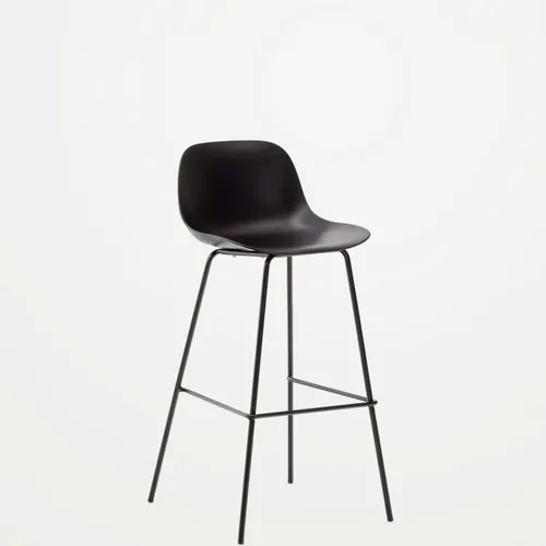 Taburete Altea y patas de acero con acabado - negro 75 cm en Beige - Butacas, banquetas y puffs, Uruguay | Kavehome