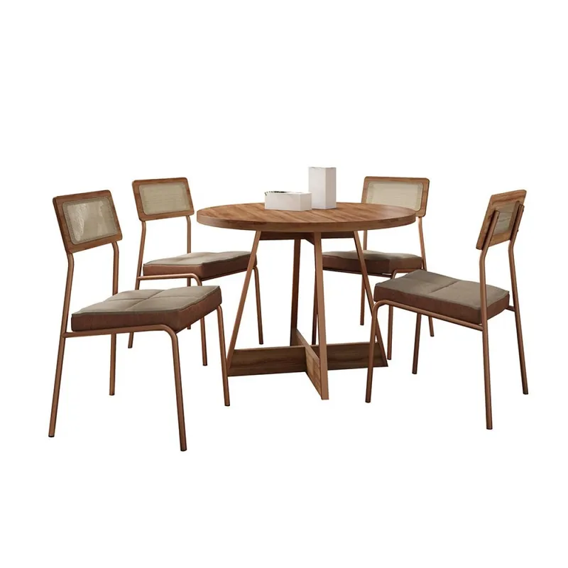 Juego de comedor Mesa Redonda - Lux Atria - Negro en Madera natural - Mesas de comedor, Uruguay | Rústico Hogar