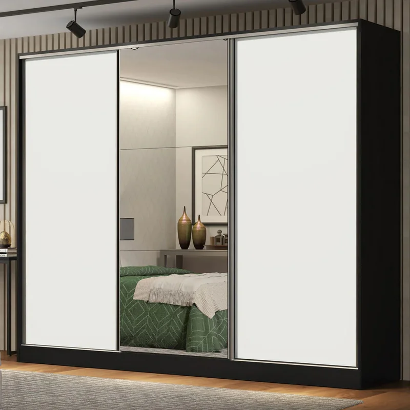 Ropero Placard Matrimonial 100% MDF Zurique 231cm Puertas Corredizas c en Negro - Roperos y placares, Uruguay | Balton, vista 5