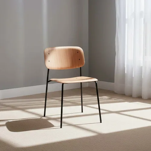 Silla De Comedor Madera-y-metal Natural-beige O´conor Ii en Madera natural - Sillas, Uruguay | Divino